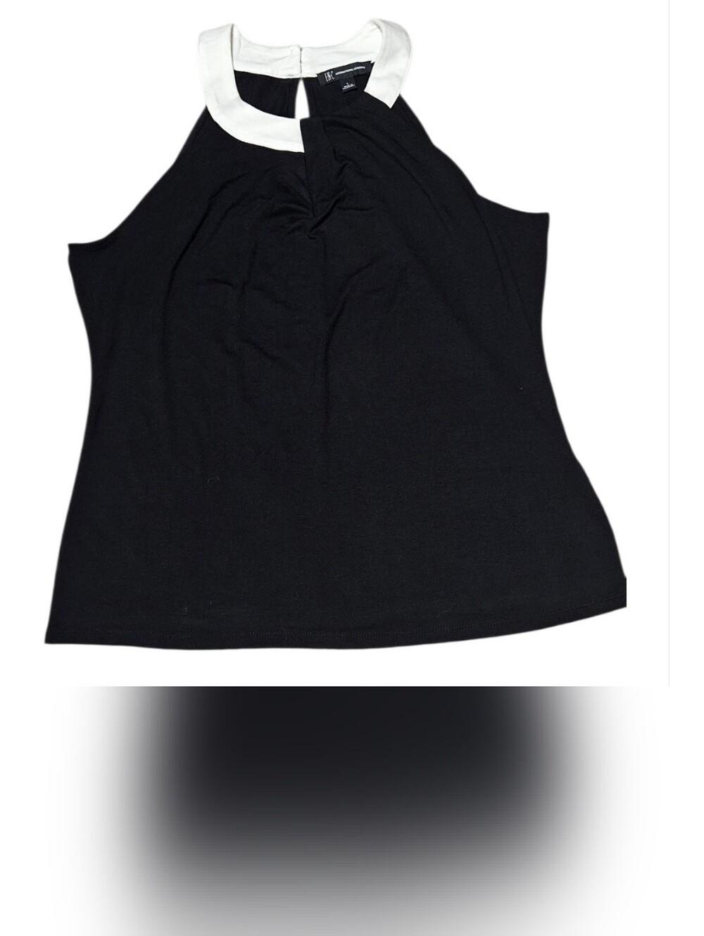 INC International Concepts Black Tank Top with White Trim